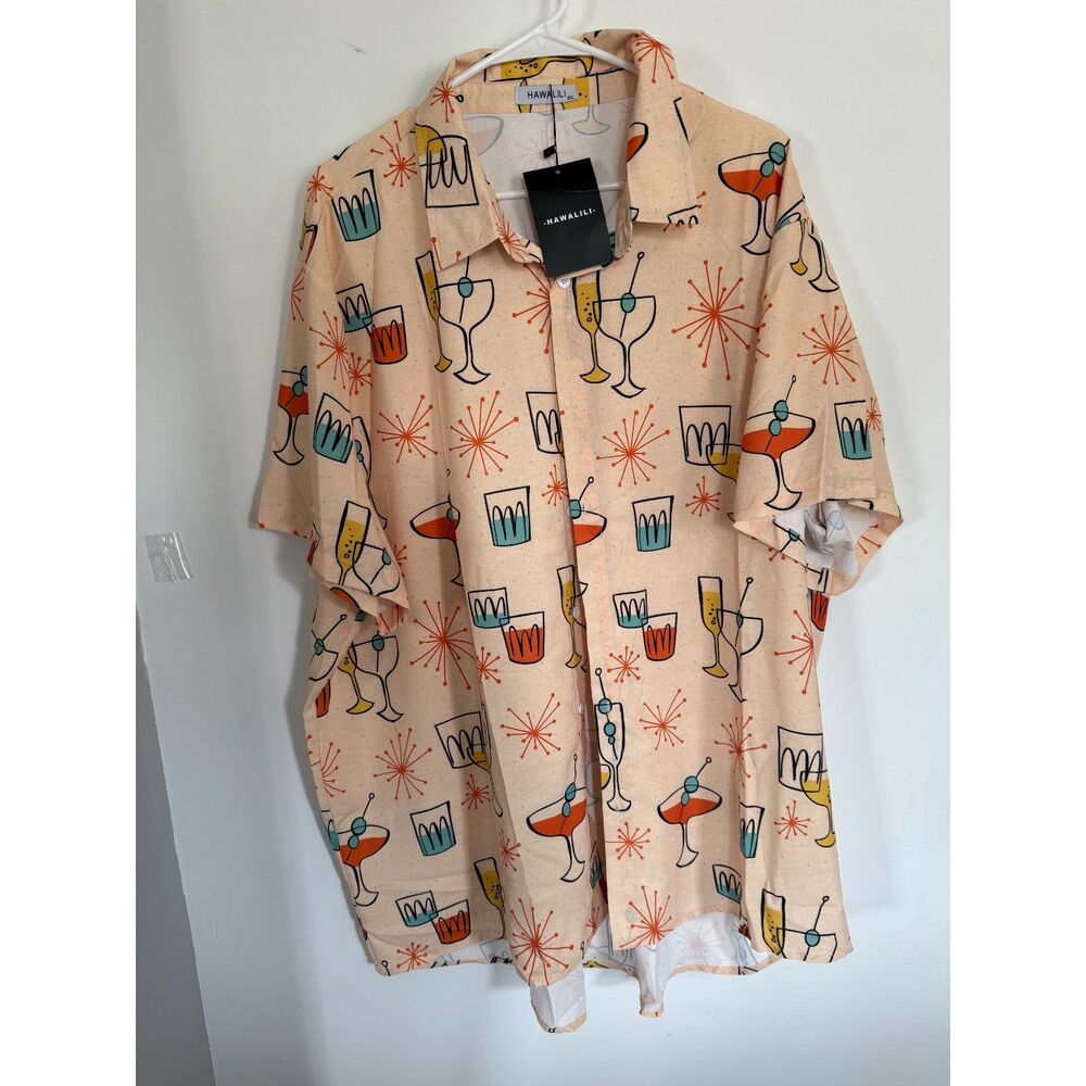 NEW Hawalili Retro Cocktail Shirt sz 3XL Short Sleeve Lightweight